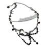 Aleación Diseño de Moda Recorte Corazón Lazo Collar de Cuentas Negro y Rojo Diseño Nicho Cadena para el Cuello Cadena para Clavícula