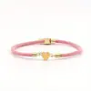 Pulsera Unisex en Forma de Corazón de Alta Venta Transfronteriza, Chapada en Oro Cobre, Hecha a Mano con Cuentas Rojas, Negras, Blancas, Rosas en Cuerda, Forma de Corazón, Multicolor, En Stock