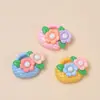 Cesta de Flores Pastoral Dibujo Animado Creativo Hecho a Mano Accesorios de Pegamento de Crema Pequeños Accesorios de Resina Joyería Pasador Material para Manualidades Venta al por Mayor