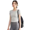 Ropa de Yoga para Mujer 2026 Verano Nuevo Cuello Redondo Ajustado Transpirable Pilates Deportes Fitness Entrenamiento Manga Corta Top