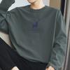 Camiseta masculina de algodão pesado 260g, manga longa, estampa de alce, tendência americana, camisa de algodão, roupas brancas de outono