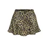 Falda corta de leopardo estilo retro americano 2026, con volantes, corte A, ajustada, elegante, chapada en oro, nuevo estilo de verano
