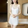 Vestido Suspbottomer Pijama de Seda Feminino de Comprimento Médio Top de Acetato Roupa Externa Camiseta para Usar por Baixo com Saia Interna Primavera e Verão