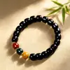 Pulseira de Contas Cilíndricas Estilo Antigo de Jacarandá Preto, Sândalo Roxo, Jade Claro Vermelho-Verde, Jade Branco, Raiz de Bodhi, Joias de Estilo Étnico Atacado
