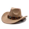 Chapéus de Jazz Ocidentais Estilo Europeu e Americano para Homens e Mulheres, Chapéus de Camurça da Moda, Chapéus de Cowboy Xizang Estilo Étnico