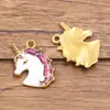 Múltiplos Estilos de Aço Inoxidável Dourado Eletrodepositado a Vácuo Pingentes de Charme com Gotejamento de Óleo Animais 3D: Girafa, Cavalo, Elefante, Pato