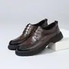 Zapatos de Piel para Hombre, Vestimenta Formal de Negocios, Patrón Tallado Brogue, Zapatos de Oficina Estilo Británico, Zapatos Casuales para Hombre, Piel de Vaca de Primera Capa