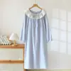 Vestido Longo Feminino para Primavera e Outono, Gaze Dupla de Algodão Puro Pijama para Casa, Roupa de Dormir Fofa de Corte Amplo para Meninas Jovens