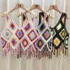 Chaleco de verano 2024 con borlas y escote en V para mujer, estilo festivo, con diseño de ropa para mujer