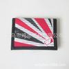 Cartera plegable de tela Oxford 600D de tres pliegues con logotipo serigrafiado, cartera plegable negra duradera de tres pliegues