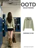 Sudadera corta para mujer, nuevo estilo de principios de otoño, talla petite, azul marino, top fino, chaqueta corta con capucha holgada estilo americano