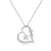 Collar de 26 Letras Europeas y Americanas Cobre Creativo Personalizado Colgante en Forma de Corazón Incrustado con Diamantes Joyería para Mujer Venta al por Mayor