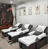 Sofá de pedicure para massagem nos pés toalha de limpeza de ouvidos cama de lavagem de pés para pedicure banho de areia banquinho de beleza sofá branco de duas peças tapete para os pés