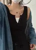 Camisole Vest de Lixar para Garota Quente Feminino Outono Nova Moda Slimming para Usar por Cima Top Base Curto com Bojo