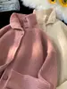 Suéter cárdigan de punto liso estilo perezoso de cuello alto estilo japonés, nuevo para otoño e invierno, casual, versátil, abrigo de suéter de punto Q