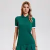 Camiseta Deportiva de Solapa Manga Corta, Femenina, Gama Alta, Polo de Negocios, Secado Rápido, Elástico Alto para Yoga Golf