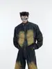 Novo Conjunto de Jeans Vintage Pesado Desgastado Desconstruído com Jaqueta com Design em Relevo Tridimensional para Homens, Tendência 2026