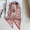 Lenço de seda estampado estilo coreano cachecol estreito cachecol de seda dupla camada cachecol dupla face cachecol longo gravata cabelo elegante lenço de cabeça bolsa de gravata feminina para o verão