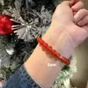 Pulsera de Ágata Roja con Cuentas, Estilo Lujo Ligero, Accesorio de Mano de Moda, Nuevo Estilo Chino, Pulsera del Año del Zodiaco, Moderna, Elástica y Ajustable