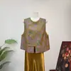 Nuevo chaleco jacquard paisley de alta gama estilo chino, colección otoño 2026, cuello redondo, botones de rana, sin mangas, estilo holgado.