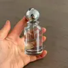 Botella Recargable de 50 ml con Tapa a Presión, Botella de Vidrio de Alta Gama para Perfume con Atomizador, Botella Vacía con Tapa de Madera Portátil Tipo Pulsador