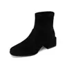 Botines Negros para Mujer Temporada Otoño Invierno Botines Tipo Calcetín para Mujer Punta Cuadrada Tacón Grueso Botas Elásticas para Mujer Botas Versátiles Adelgazantes para Mujer