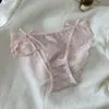 Calcinha Sexy Renda Laço Estilo Desejo Puro Feminina Algodão Puro Fundo Meio-Baixa Cintura Respirável Cetim Seda de Gelo Triângulo