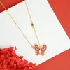 Cadena para Clavícula de Oro de Arena Vietnamita Transfronteriza Cadena de Mariposa Rosa de Circonio de Venta Caliente Collar de Mariposa Joyería Femenina Duradera Venta al por Mayor
