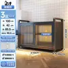 Rack de Cozinha de Chão Multicamadas Armário à Prova de Poeira Armário de Armazenamento para Micro-ondas Armário Multifuncional Armário de Armazenamento com Porta