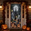 Noite Escura de Halloween Bruxa Livro de Magia Fogueira Morcego Lanterna de Abóbora Tira Longa Adesivo de Porta Festa Janela Adesivo Decorativo à Prova d'Água