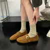 Mocasines Antideslizantes Mocasines Retro para Mujer Novedad Otoño 2025 Mocasines con Hebilla Plana Versátiles Slip-on