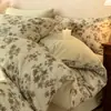 Conjunto de Roupa de Cama Vintage Classe A 100% Algodão Quatro Peças Roupa de Cama Escovada Capa de Edredom Lençóis Luxo Leve Quarto de Alto Padrão Roupa de Cama Três Peças