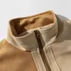 Marca de Moda Americana Masculina North Boundary Outono 2025 Nova Jaqueta de Camurça Costurada em Blocos de Cor Jaqueta Masculina para Trabalho Gola Alta