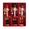 Set de cascanueces soldado de madera rojo y blanco decoración de chimenea decoración de árbol de Navidad adorno de escritorio mesita de noche