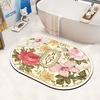 Nueva Alfombra de Baño Pequeña Fresca Antideslizante Alfombra de Piso Barro Diatomeas Absorbente Alfombra para Pies Puerta de Baño Pintura al Óleo Flor Alfombra