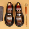 Sapatos Masculinos de Couro Genuíno Sapatos Slip-on Sapatos para Noivo de Casamento Couro de Vaca Mocassins de Negócios Novo Estilo Sapatos Slip-on de Solado Grosso Homem