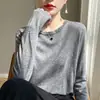 Suéter Delgado de Punto Fino para Mujer, Colección Otoño/Invierno 2026, Cuello Redondo, Manga Larga, Corte Holgado, Adelgazante, Capa Base Suave