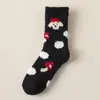 Meias Grossas de Coral Fleece para Mulheres, Outono e Inverno, Pelúcia e Espessadas, Meias de Dormir Peludas Quentes Fofas para Chão de Casa e Maternidade