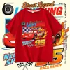 Camiseta de Verano de Algodón con Mangas Cortas de Carreras para Niños Rayo McQueen, Top Elegante para Niños Pequeños