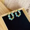 Hebilla de Pendiente Retro Francesa de Circonita Turquesa para Mujer de Lujo Ligero con Sentido de Gama Alta Pendientes de Diseño de Nicho Accesorios para Orejas Blanqueadores Versátiles