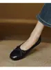 Bailarinas de Piel de Cordero Estilo Retro Francés con Lazo Redondas de Punta Baja Planas para el Trabajo Zapatos de Cuero Pequeños Versátiles