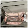 Bolsa Feminina da Moda 2024 Verão Nova Casual Versátil Bolsa Transversal Bordado Listrado Fio Bolsa para Celular Bolsa Dumpling Bolsa Macia