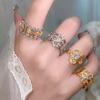Anel de diamante com zircônia galvanizada em ouro verdadeiro, anel de dedo feminino moderno e antigo, joia de luxo de alta qualidade