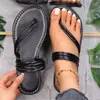 Nuevas Sandalias Planas de Playa para Mujer 2025, Sandalias de Verano Talla Grande de Dedo Deslizante Estilo Europeo y Americano al por Mayor, talla 43