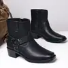 Botas mais vendidas da Amazon: botas Chelsea masculinas, de cano alto, botas de couro com salto grosso, sapatos masculinos da moda, disponíveis em tamanhos grandes, em estoque