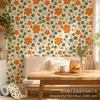 Impresión UV autoadhesivo sticker de pared Patrón floral pequeño naranja Pared de fondo para dormitorio Personalización por imagen Venta al por mayor