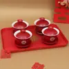 Juego de Tazas de Té para Boda Transfronteriza, Juego Completo para Boda, Tazas de Té Modificadas con Tapas, Juego de Tazones para Boda, Juego Rojo de Tazones y Palillos, Juego Completo para Ocasiones Felices, Uso Doméstico