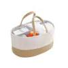 Cesto original de algodão branco trançado à mão para fraldas de bebê, cesto para guardar brinquedos, caixa de armazenamento, borla, cesto portátil destacável