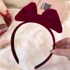 Diadema de terciopelo francés con lazo rojo navideño para mujer, diadema con ambiente de Año Nuevo 2024, combina con todo para Otoño e Invierno