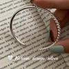 Estilo Ins Coreano Joyería de Mano Simple Pulsera Asimétrica de Línea Retorcida Pesada de Plata de Ley S925 para Mujeres Alta Gama